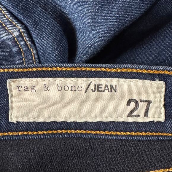 Rag & Bone SZ 27 High-Rise Skinny Jeans Zip-Fly Stretch Pocket Whiskered Bedford - Picture 9 of 11